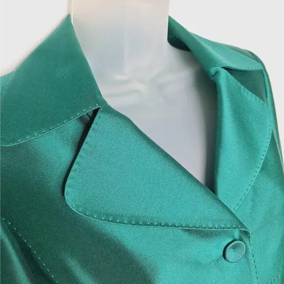Vintage Albert Nipon Skirt Suit Wool Silk 8 Emerald Green Jackie O Classic 60s - Picture 8 of 16